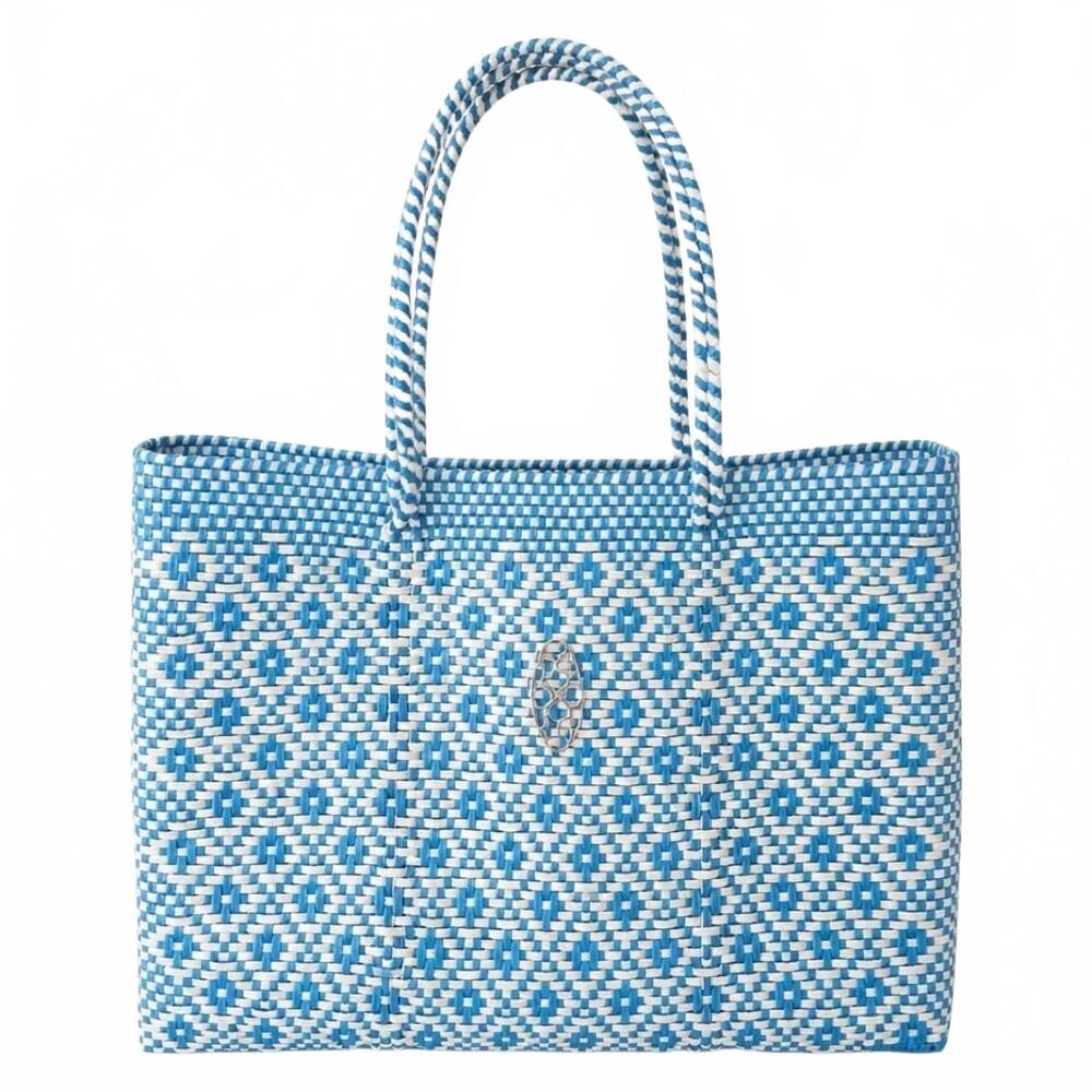 NEW LOLA'S BAG travel azrec tote bag with clutch in sea blue